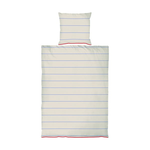 Lenjerie de pat albastră/bej din bumbac satinat pentru pat de o persoană 140x200 cm Align – Mette Ditmer Denmark