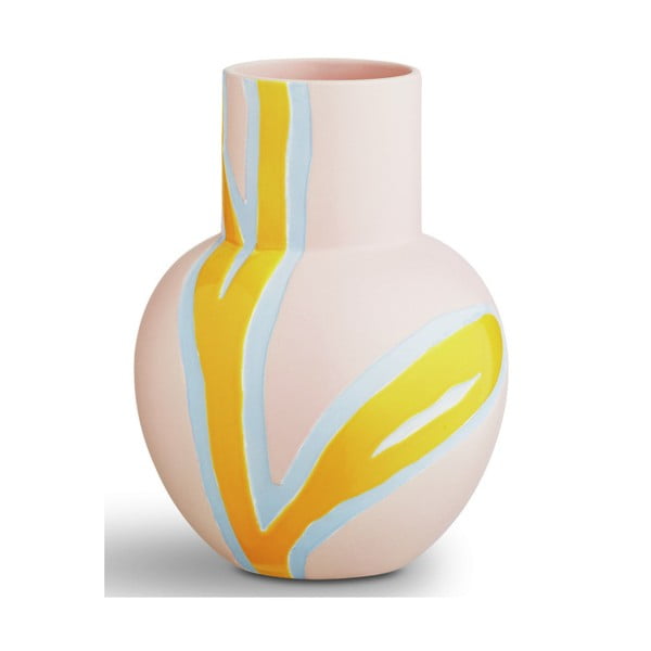 Vază din gresie Kähler Design Fiora, roz-galben