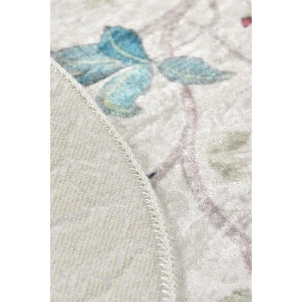 Covoraș de baie gri din catifea ø 100 cm Vintage Flower – Foutastic-image-2