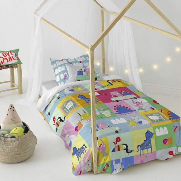 Lenjerie de pat din bumbac pentru copii Moshi Moshi Patchwork, 140 x 200 cm-image-4
