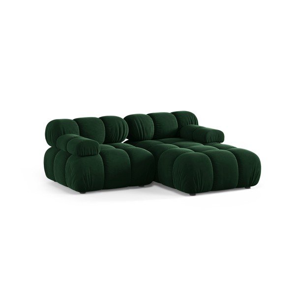 Colțar modular verde închis cu tapițerie din catifea (cu colț pe partea dreaptă/cu șezlong) – Micadoni -image-2
