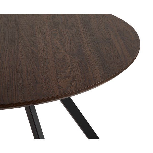 Masă de dining rotundă cu aspect de lemn de nuc ø 120 cm Rivo – Bonami Essentials-image-3