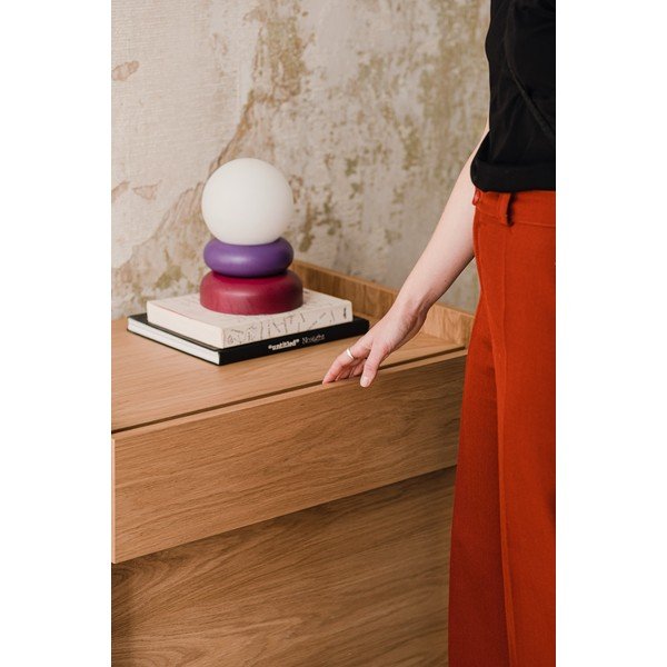 Veioză roșie/mov din lemn masiv cu abajur din sticlă (înălțime 24 cm) Otem – noo.ma-image-3