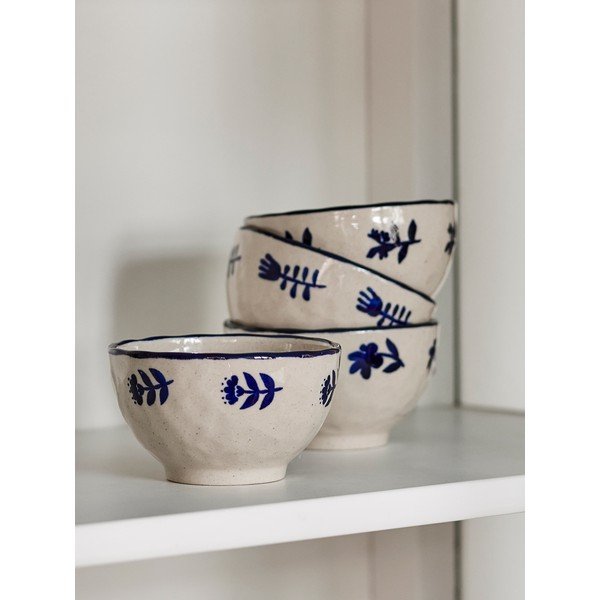 Boluri mici albastre/crem 4 buc. din gresie Eimy – Bloomingville-image-1