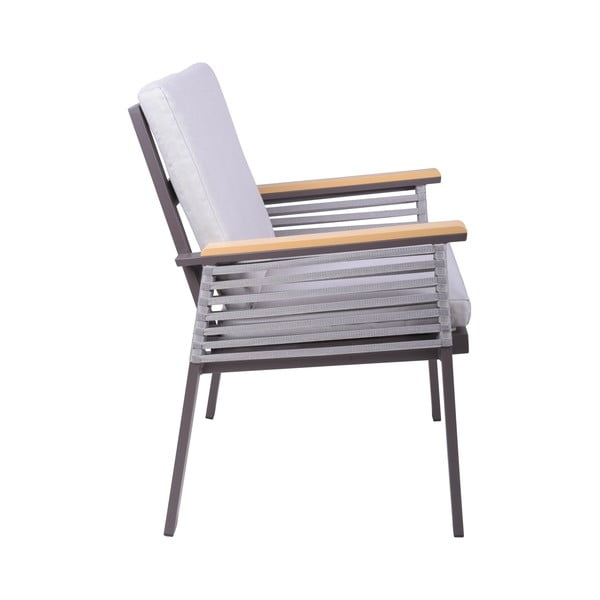 Fotoliu de grădină gri deschis din metal Denia – Garden Pleasure-image-1