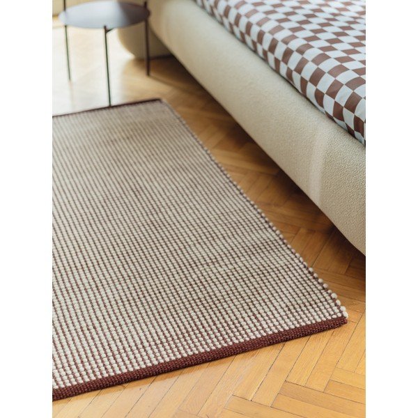 Covor tip traversă burgundy/în culoare naturală țesut manual din lână 80x170 cm Talo – noo.ma-image-2