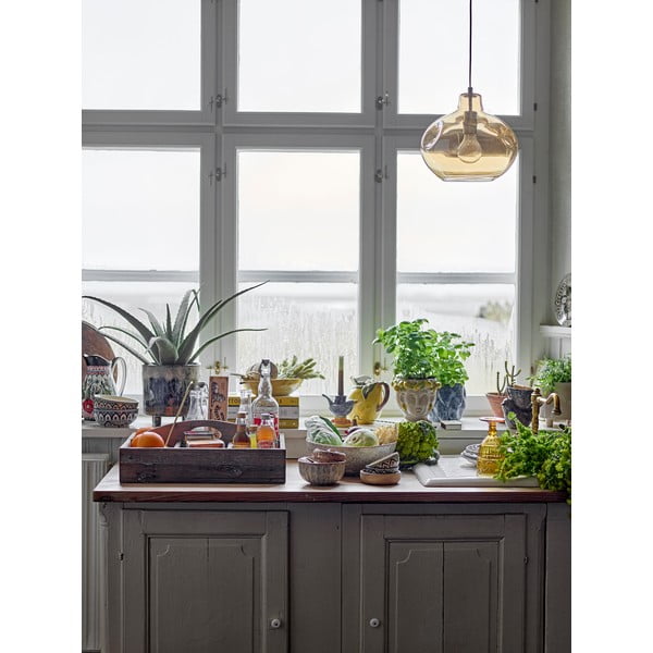 Lustră maro cu abajur din sticlă ø 30 cm Azizi – Bloomingville-image-3