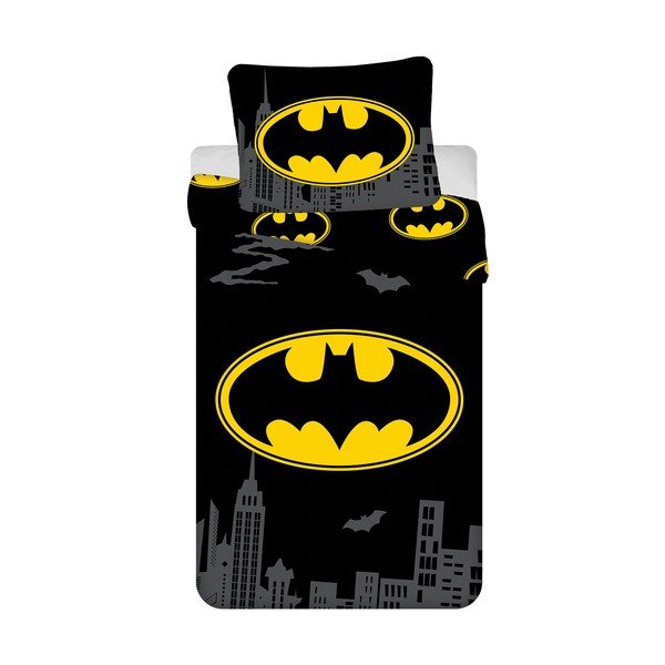 Lenjerie de pat pentru copii din bumbac pentru pat de o persoană 140x200 cm Batman "The Emblem" – Jerry Fabrics