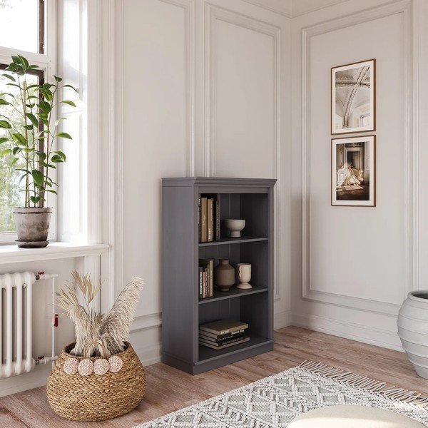 Bibliotecă gri din lemn de pin 74x118x35 cm Anita – Støraa-image-1