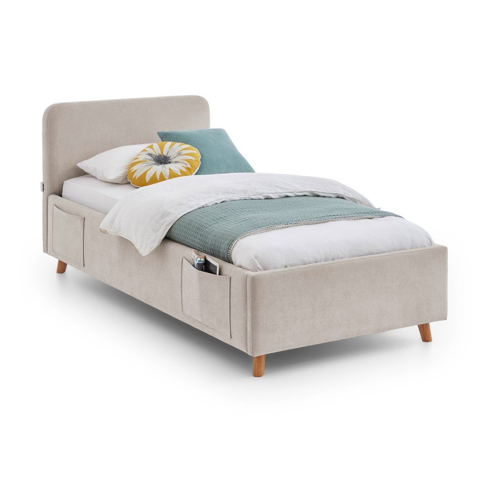Pat pentru copii bej cu spațiu de depozitare cu somieră 90x200 cm Cosy – Meise Möbel