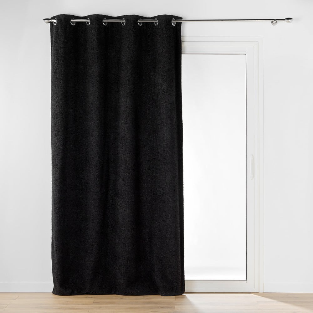 Draperie neagră din material bouclé 140x240 cm Wooly – douceur d\'intérieur