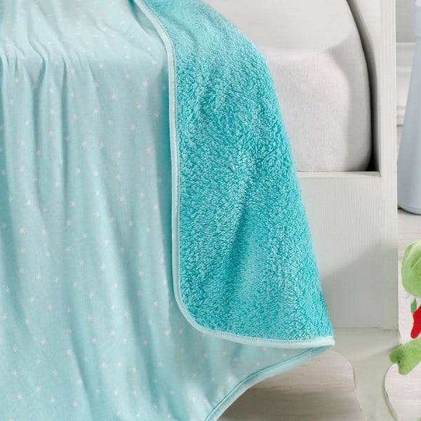 Pătură pentru copii turcoaz din bumbac 100x80 cm Sunny - Mijolnir-image-1