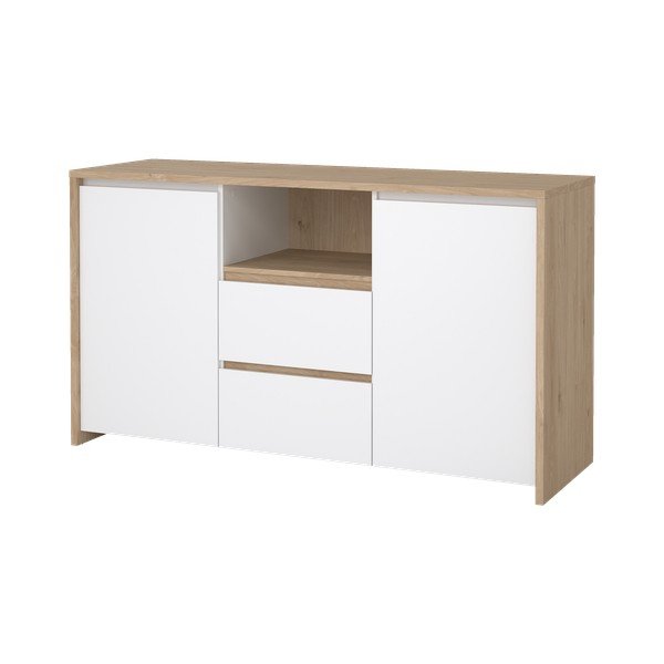 Comodă albă-în culoare naturală cu aspect de lemn de stejar 149x84x48 cm Next – Tvilum-image-4