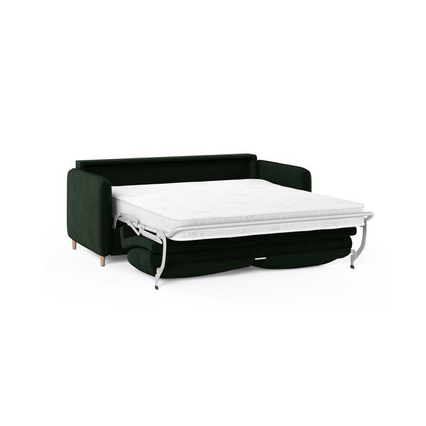 Canapea verde-închis pentru dormitul zilnic cu tapițerie din catifea 184 cm – Micadoni -image-1
