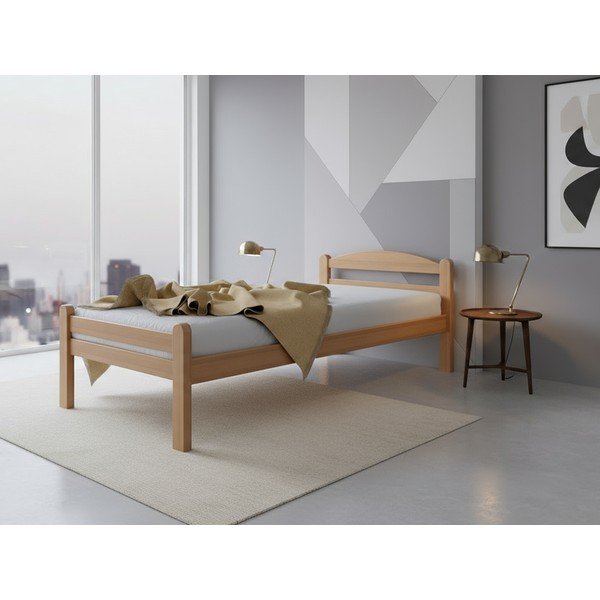 Pat în culoare naturală din lemn de fag cu somieră 90x200 cm Bellariva – B.E.S.-image-1