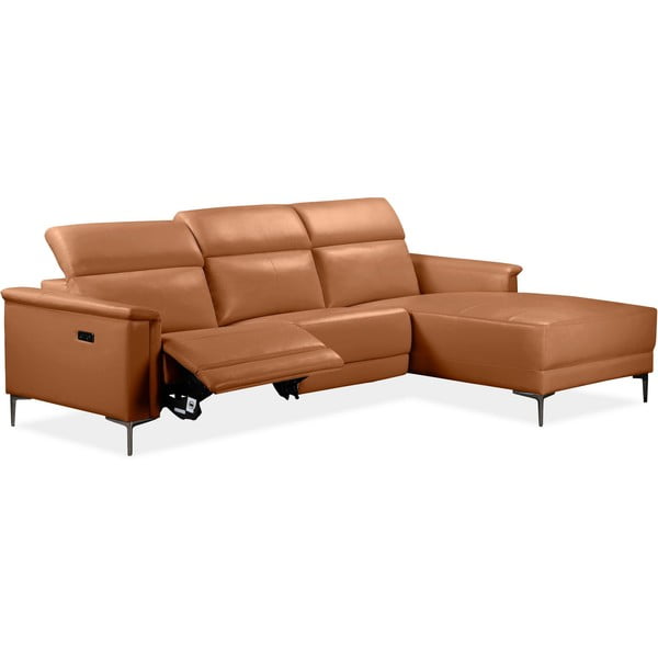 Colțar maro cu tapițerie din imitație de piele (cu colț pe partea dreaptă) Lund – Støraa-image-1