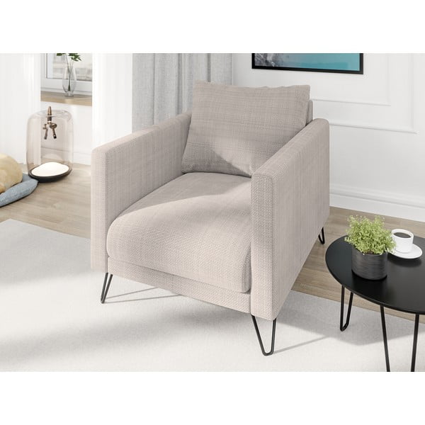 Fotoliu maro deschis cu tapițerie din chenille Freya – Ropez-image-3