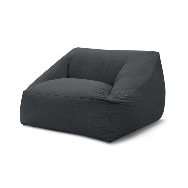 Fotoliu bean bag gri închis cu tapițerie din catifea reiată Lilibet – Bobochic Paris