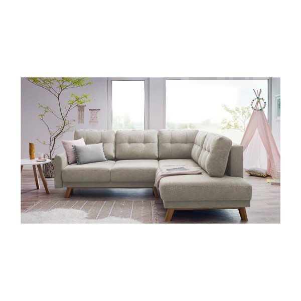 Colțar extensibil cu șezlong pe partea dreaptă Bobochic Paris Balio, bej, 244 cm-image-3