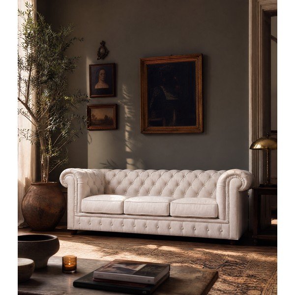 Canapea crem cu tapițerie din catifea 230 cm Cambridge – Ropez-image-1