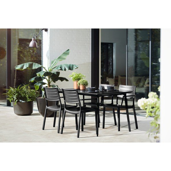 Scaun de grădină negru din plastic Metaline – Keter-image-2