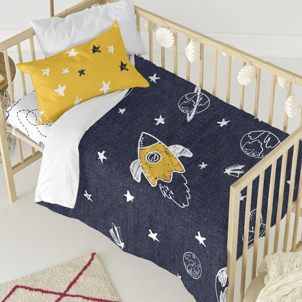 Lenjerie de pat din bumbac pentru copii, pentru pat de o persoană Mr. Fox Starspace, 115 x 145 cm-image-4