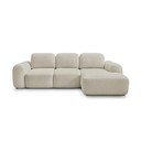 Colțar bej extensibil/cu spațiu de depozitare cu tapițerie din țesătură bouclé (cu colț pe partea dreaptă/cu șezlong) Montaigne – Bobochic Paris