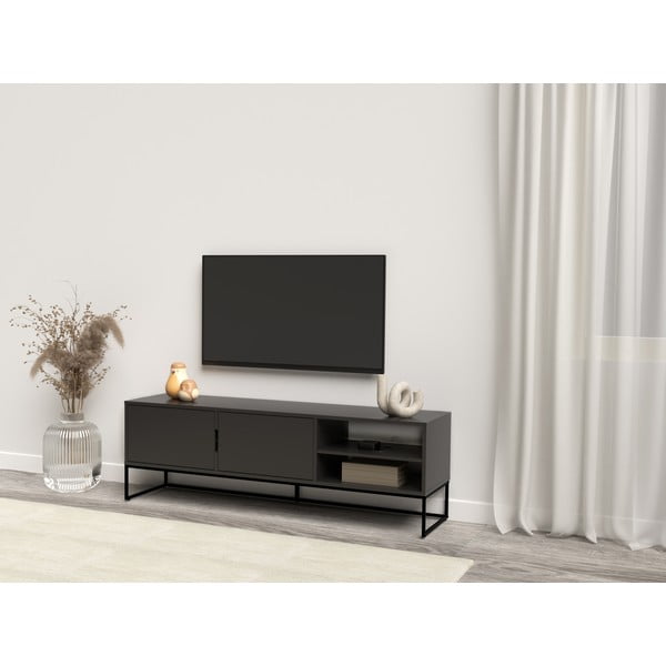Comodă TV cu picioare metalice Tenzo Lipp, lățime 176 cm, negru-image-1