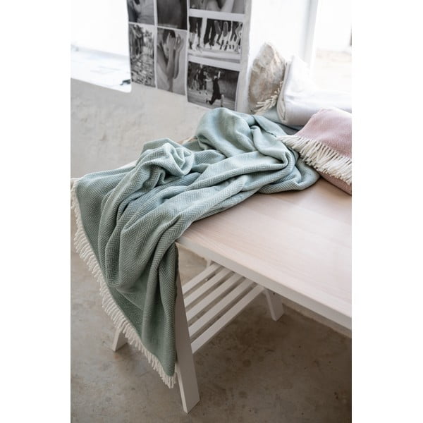 Pled din amestec de bumbac Euromant Skyline, 140 x 180 cm, verde-image-4