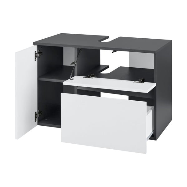 Dulap sub chiuvetă alb/gri antracit suspendat 80x53 cm Wisla – Støraa-image-2
