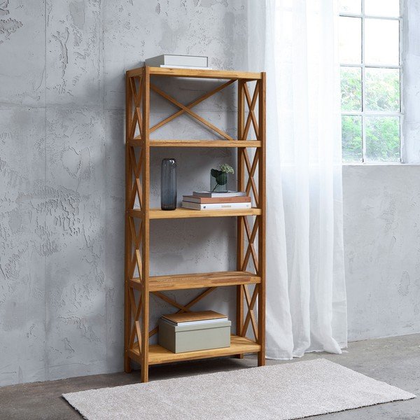 Etajeră în culoare naturală din lemn de stejar 70x161 cm X-Shelf – Unique Furniture-image-1