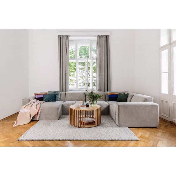 Colțar bej   din catifea reiată  (cu șezlong pe partea stângă ) Sting - Scandic-image-1