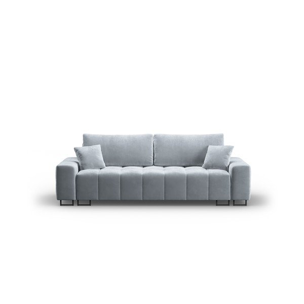 Canapea albastru-deschis extensibilă, cu spațiu de depozitare cu tapițerie din catifea 250 cm Wicklow – Cosmopolitan Design