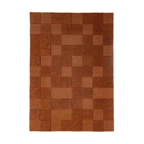 Covor teracotă țesut manual din lână 200x290 cm Checkerboard – Flair Rugs