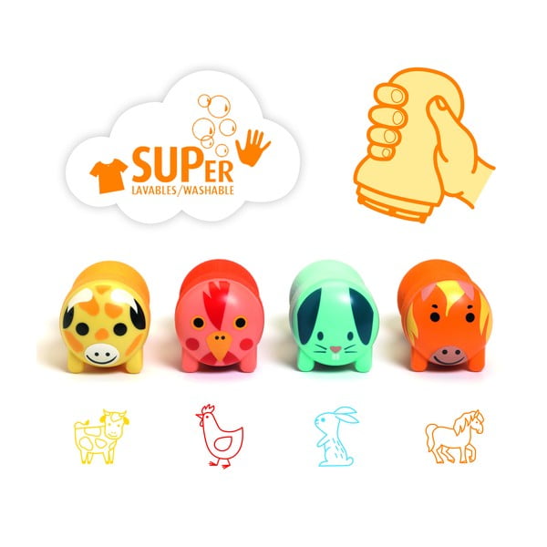 Ștampile cu animale pentru copii în set de 4 Farm - Djeco-image-1