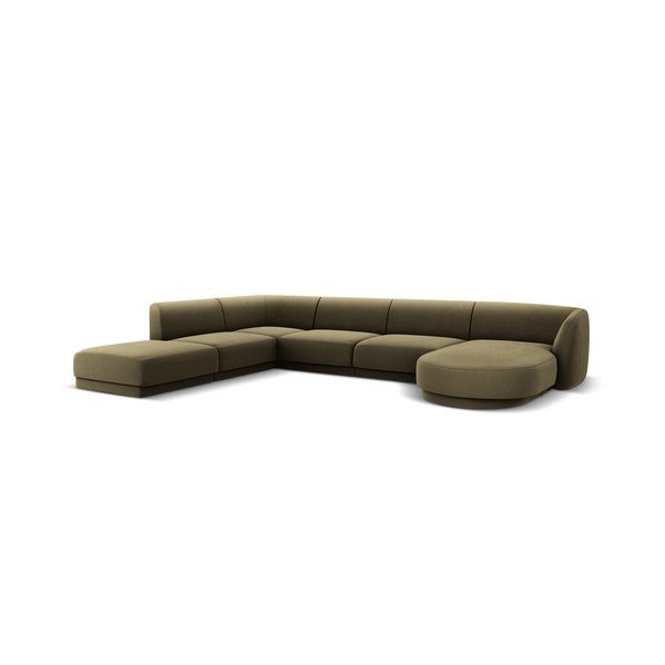 Colțar în formp de U verde cu tapițerie din catifea (colț pe partea stângă) Miley  – Micadoni Home-image-3