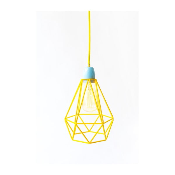 Lustră Filament Style Diamond #1, abajur galben, cablu galben