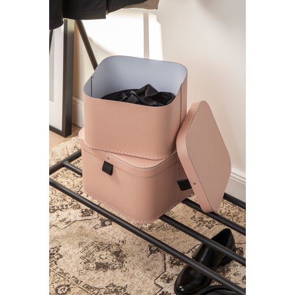 Cutii de depozitare roz 2 buc. din carton cu capac 28,5x28,5x19,5 cm Ludvig Paper Laminate – Bigso-image-1