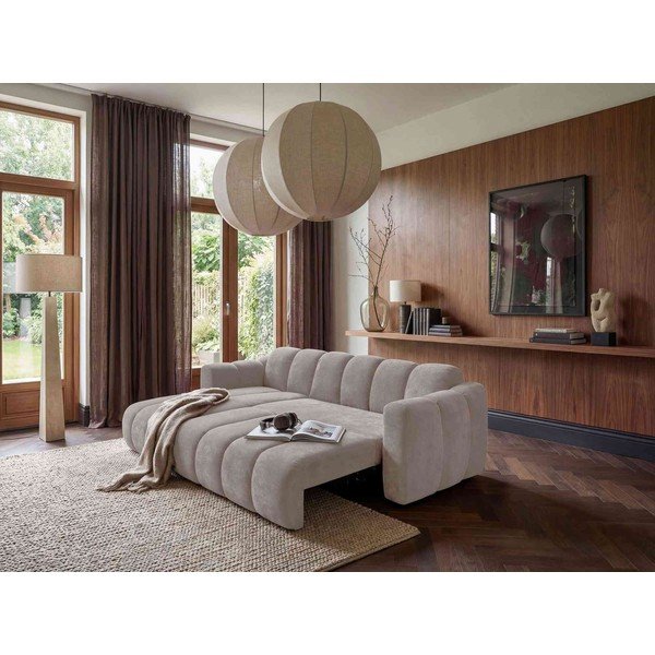 Colțar bej extensibil cu tapițerie din chenille (cu colț pe partea stângă) Michell – Miuform-image-1