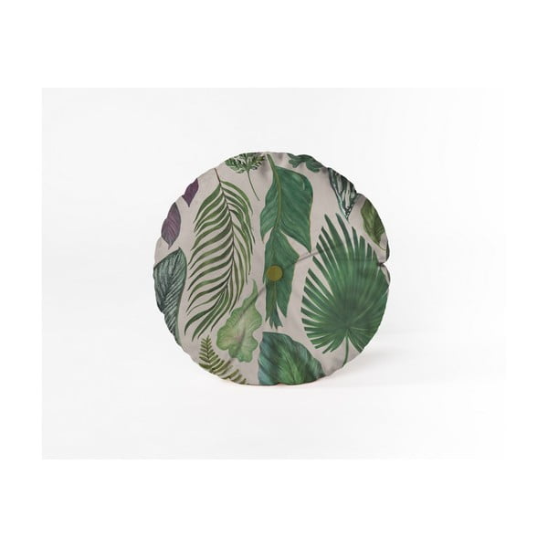 Pernă decorativă rotundă Velvet Atelier Leaves, ⌀ 45 cm