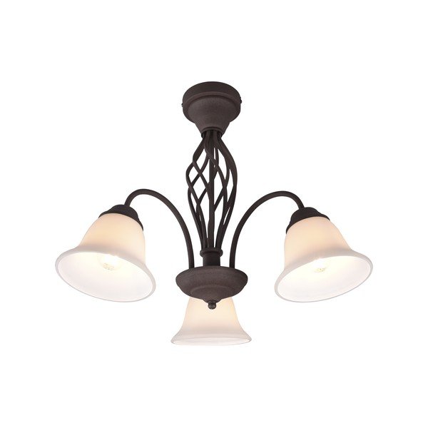 Plafonieră maro închis cu abajur din sticlă Rustica – Trio