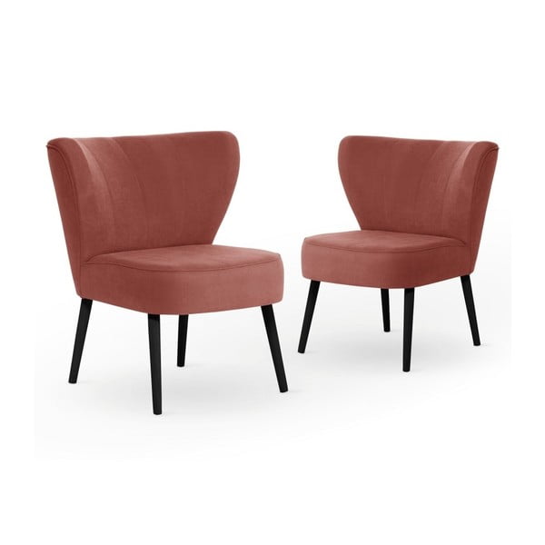 Set 2 scaune cu picioare negre My Pop Design Hamilton, roz închis