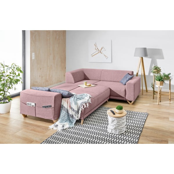 Colțar roz extensibil/cu spațiu de depozitare (cu colț pe partea dreaptă/în formă de ”L”) Classy Sophie – Miuform-image-4