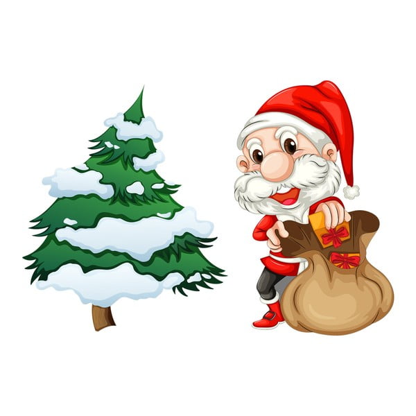 Autocolant de Crăciun  Ambiance Santa Claus and Tree