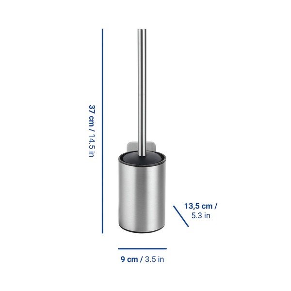 Perie de WC argintiu-mat autoadezivă cu Turbo-Loc din oțel inoxidabil Porto – Wenko-image-1
