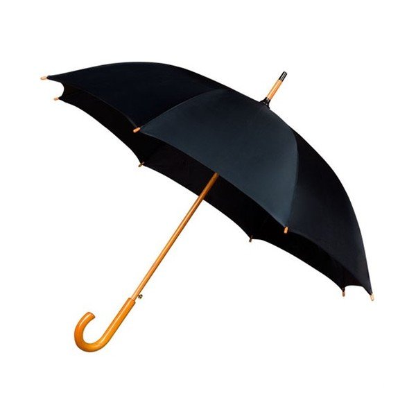 Umbrelă cu mâner din lemn Ambiance Wooden, ⌀ 102 cm, negru