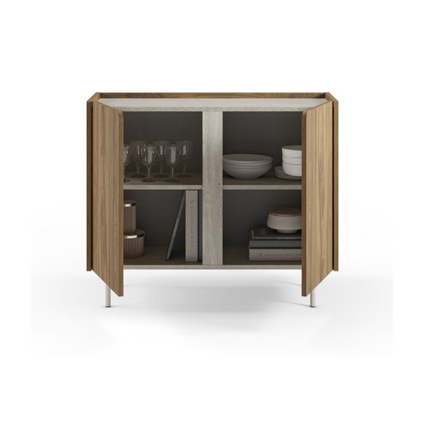 Dulap în culoare naturală cu aspect de lemn de stejar 100x82,5x40 cm Lucile – Marckeric-image-4