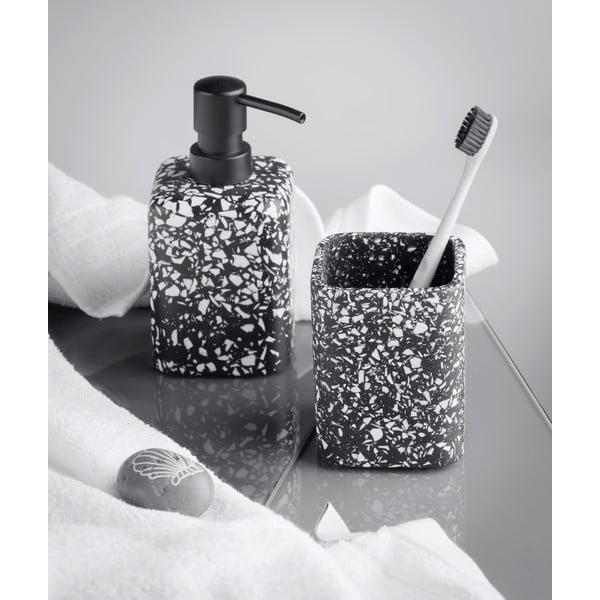 Recipient pentru periuțe de dinți Wenko Terrazzo, negru-image-1