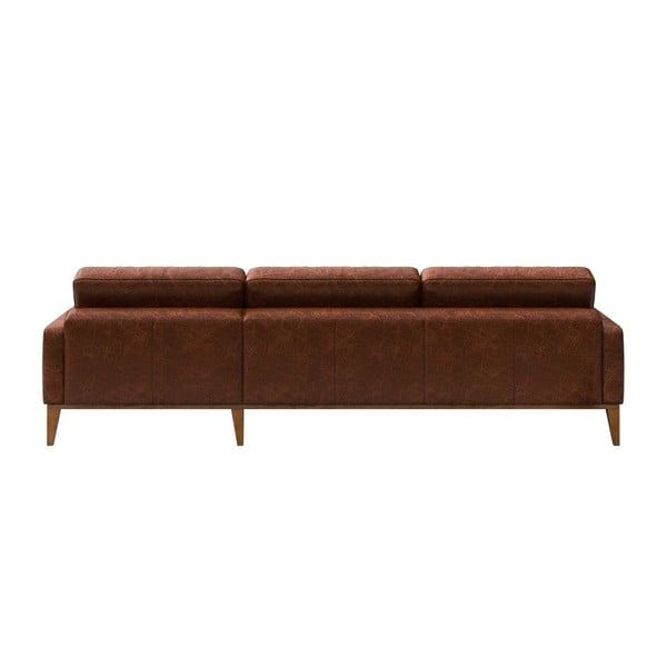 Colțar din piele cu șezlong pe partea stângă MESONICA Musso Tufted, maro coniac-image-3