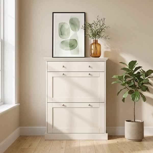 Pantofar bej cu deschidere înclinată cu aspect mat 80x105x30 cm Binz – Støraa-image-1